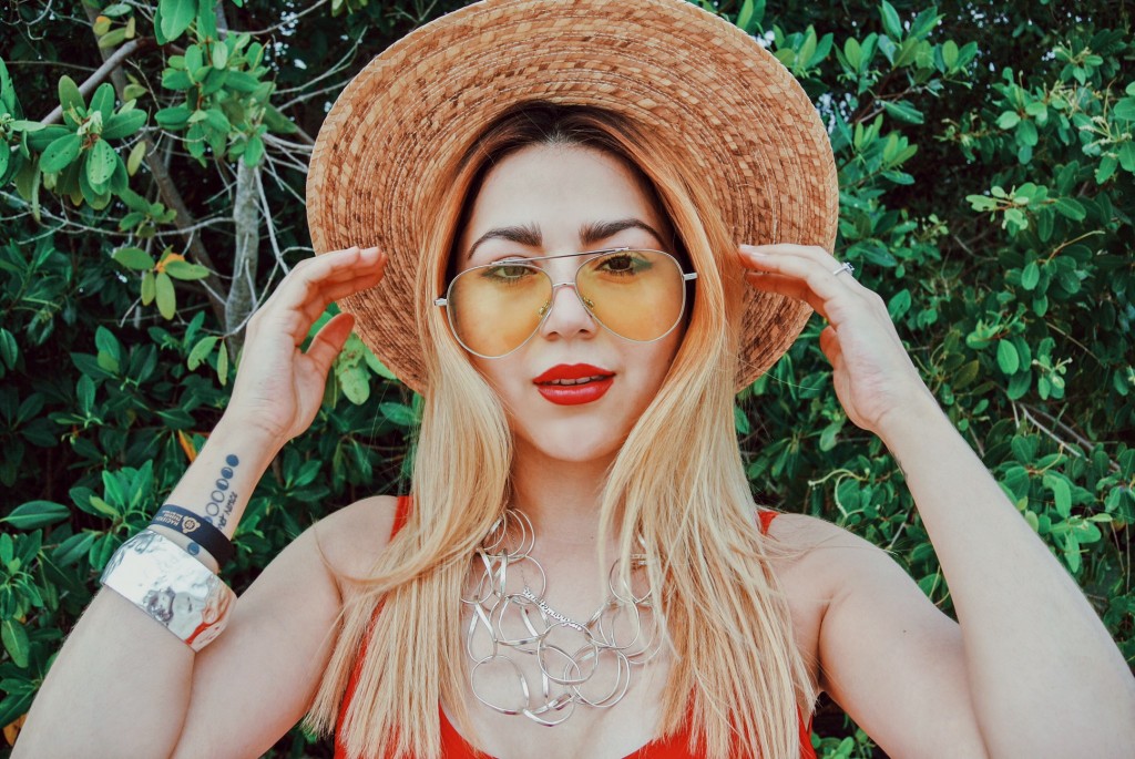 Anette Morgan Vegan Mexican Blogger Red Swimsuit Beach